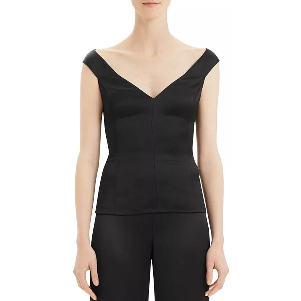 Black Off-Shoulder V-Neck Women’s Top